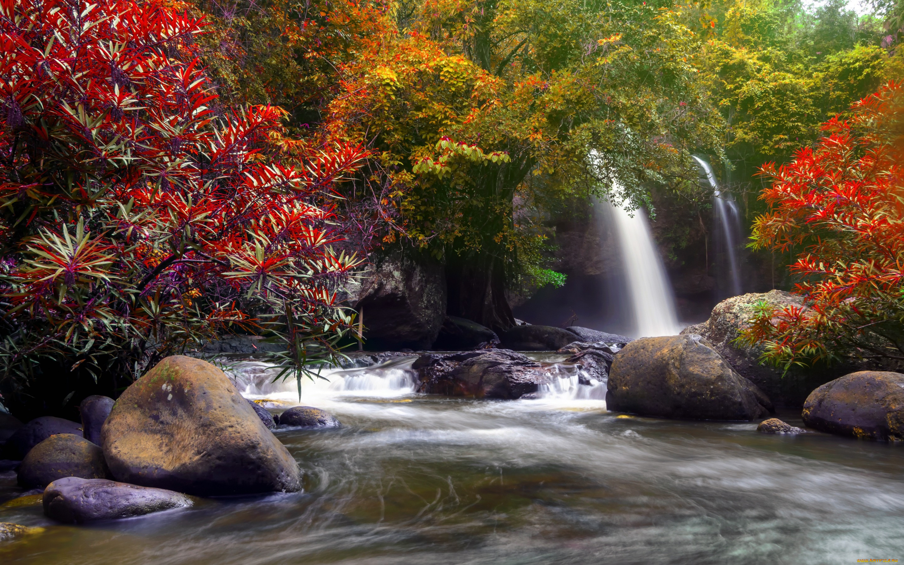 , , , , autumn, waterfall, , river, beautiful, nature, , , forest, , 